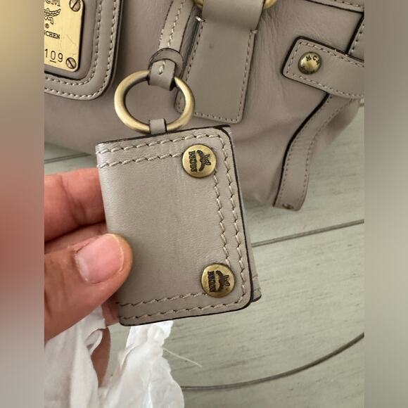 MCM Taupe Leather Satchel Purse, Gold Hardware, Medium Handbag, 12x6, Tote - Picture 6 of 10